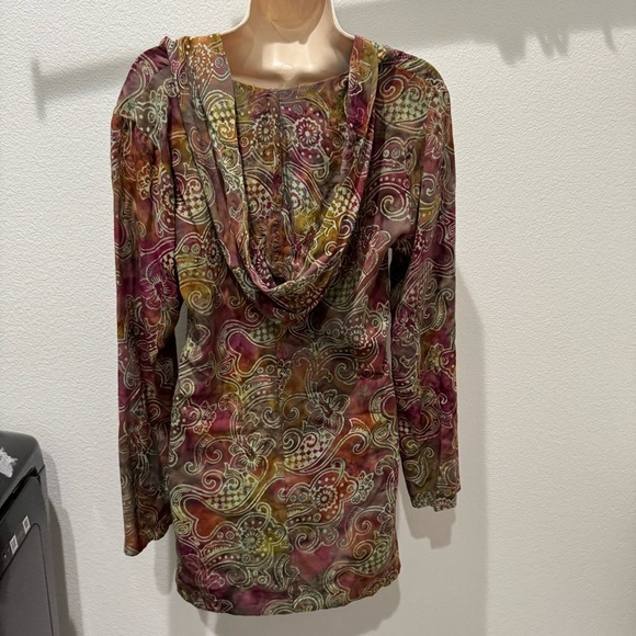 Soft Surroundings Floral Paisley Pull Over Hooded Sweater Size XS Boho Artsy - Picture 6 of 10